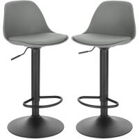 Taburetes de Bar Regulable en Altura Taburetes Altos Cocina Paquete de 2 Taburete de Oficina Giratorio en Cuero Sintético+Plástico Sillas Bar Cocina Gris, 0650BY-2 - details 0