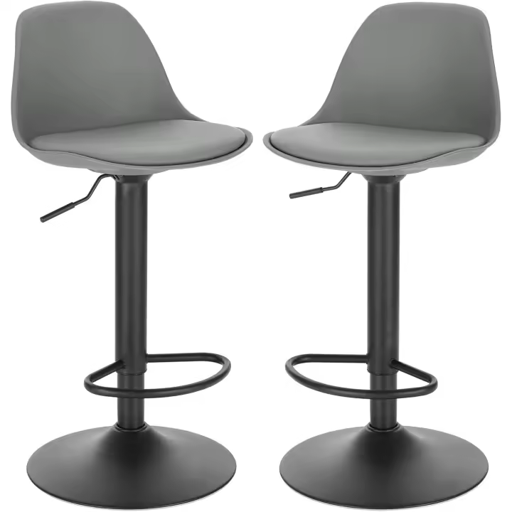 Taburete de Bar Giratorio, Taburete Alto con Altura Ajustable Entre 60,5y 82 cm, Taburete de Cocina, Estructura Metal, - 1