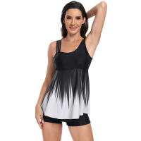 Conjunto de Baño de Dos Piezas de Moda para Mujeres 2024 Traje de Baño de Tela de Nylon con Estilo de Gradiente Short de Natación Plano de Color Sólido Estilo Playero de Primavera/Verano - details 5