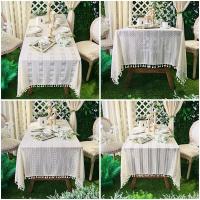 Mantel rectangular bordado ahuecado Ence beige francés, mantel para banquete de boda, 탁 - details 7