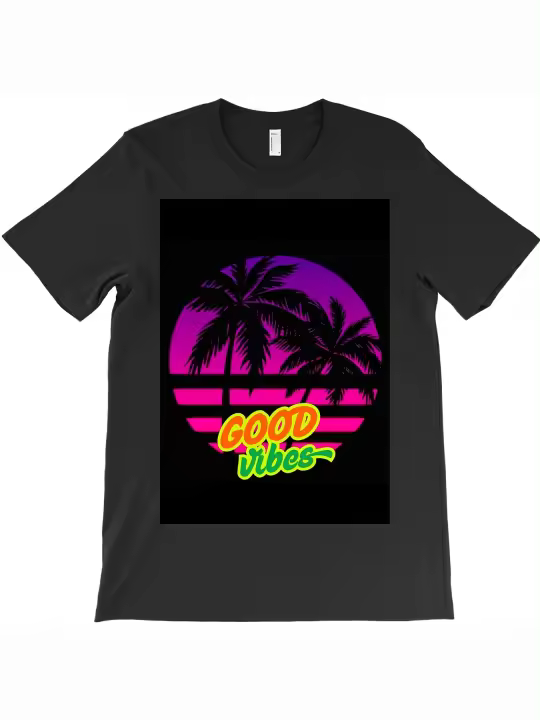 Camiseta retro tropical vibes, regalo para papá, manga corta con cuello redondo suave y cómoda - 1