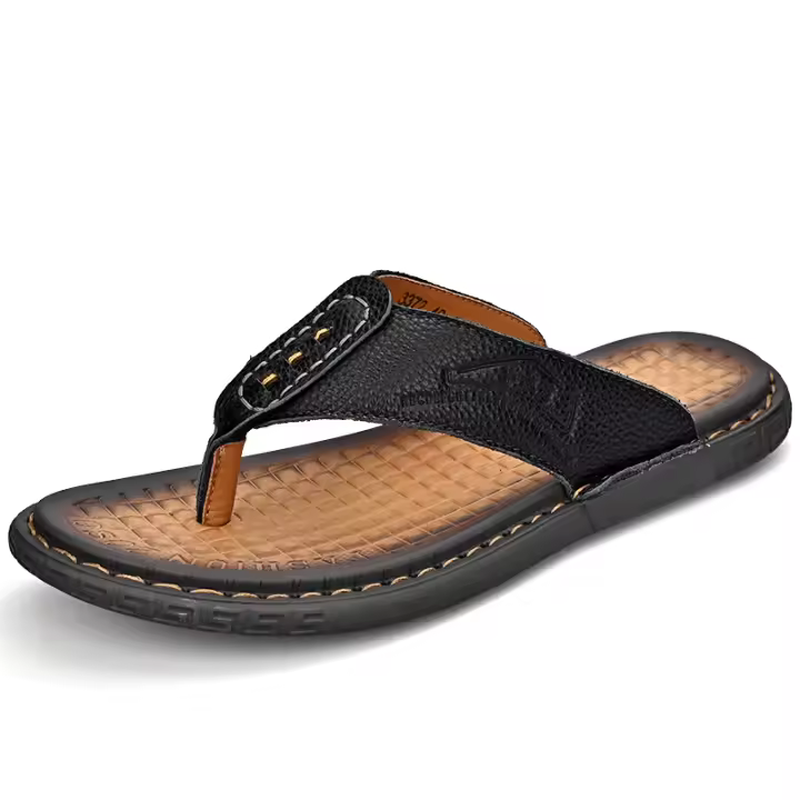 Sandalias de piel para hombre, chanclas para caminar en la playa, para interior y exterior. - 1