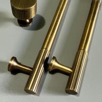 Tiradores de armario de bronce, pomos de puerta antiguos, manija moleteada de latón macizo, tiradores de armario, barra en T, tirador de puerta de muebles - details 6