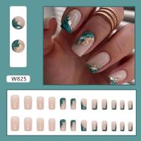 24 uñas postizas cuadradas de color morado francés blanco puro, juego completo, puntas de uñas removibles, venta al por mayor - details 5