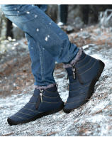 Botas de invierno informales para hombre, botines de terciopelo, impermeables, con doble cremallera, botas de nieve, zapatos de algodón antideslizantes cálidos para exteriores - details 12
