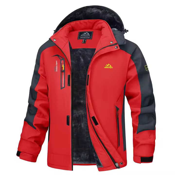 MAGCOMSEN Winter Men's Thicken Fleece Parkas Warm Waterproof Ski Snow Coat Windproof Multi-Pockets Jacket - 1