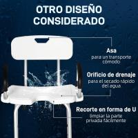 Silla de Ducha para Ancianos Antideslizante, Altura Ajustable, Apoyabrazos Regulables, Carga de 136kg - details 6