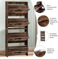 Mueble zapatero de 12 pares - Estantería de gran capacidad para vestíbulo o pasillo - (ancho) 60 x (profundidad) 24 x (alto) 80 cm - Madera clara blanca - details 162