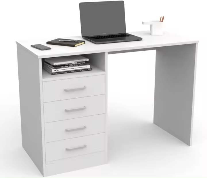 4 Cajones, Mesa de Oficina, Despacho Ordenador, (Blanco) - 1
