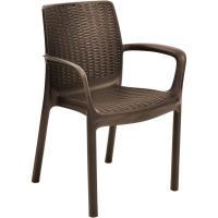 Interior y Exterior con reposabrazos Ideal para Jardines y terrazas, apilable, Resina con Acabado de ratán - details 4