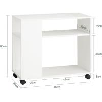 Auxiliar 2 Estantes Consola Mesita Noche Ruedas Blanca Mesita 70 x 35 x 60 cm - details 3