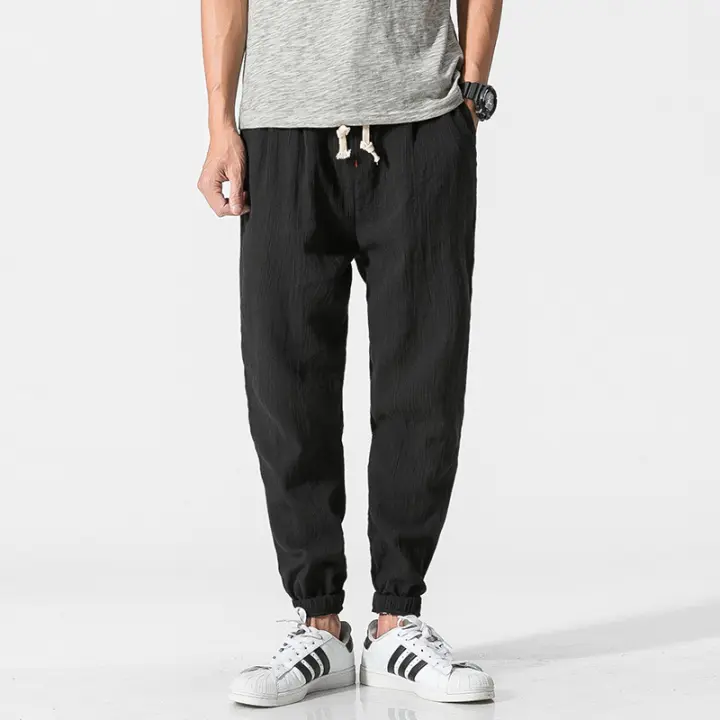 Pantalones casuales de calabazas para hombre, calabazas de lino, de moda, con puños - 1