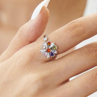 Anillo giratorio de flor de molino de viento con copos de nieve de circonio de cristal a la moda para mujeres y niñas, joyería para fiesta, regalo antiestrés - details 42
