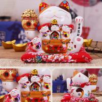 Adorno de Maneki de gato de Beckoning de cerámica de 7 pulgadas, decoración Feng Shui, columpio, A - details 2