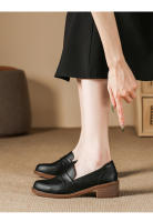 Zapatos de cuero con tacón grueso simple, suela suave, de 4 cm de altura, zapatos pequeños de cuero. - details 22