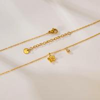 Collar de acero inoxidable para mujer estilo INS: delicado colgante de flor de circón, cadena de gargantilla minimalista, joyería diaria - details 4