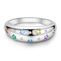 Anillo de Plata de Ley 925 para Mujer Joyería Brillante con Corazón Elevado, Circonita Cúbica, Estrella, Luna, Flor - details 14