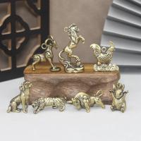 Estatuillas de latón del zodiaco chino 12, año Lunar del Dragón 2024, conejo, Tigre, caballo, Animal, Hada, decoración del hogar, adornos en miniatura - details 1