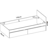 Cama de 90X190 con Dos cajones - Blanco/Natural - 67 x 95,8 x 194,8 - details 1