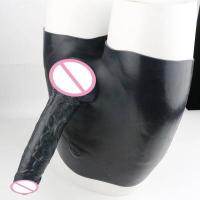 Empaque privado SEXY FAAK Pantalones de silicona negros con manga de alargamiento, consolador realista hueco usable, masturbador masculino, juguetes sexuales para hombres - details 4