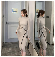 Elegante Vestido de Punto con Cordones Moda de Oficina para Mujeres en Otoño-Invierno - details 5