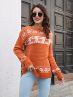 Suéter de punto de Navidad para mujer, suéter Vintage, alce de copo de nieve, prendas de punto sueltas, Tops nuevos, Otoño e Invierno - details 3