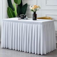 Mantel de Terciopelo Rectangular 1Pc para Eventos de Boda y Fiesta Cubierta de Mesa de Conferencia y Exhibición Blanco/Negro - details 20