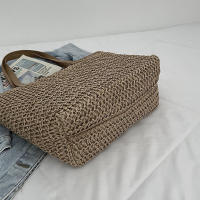 Bolso de ratán tejido para mujer, bolsa de hombro de gran capacidad para vacaciones en la playa, informal, a la moda - details 33