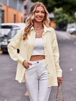 Blusa lisa de manga larga para mujer, camisa elegante con cuello vuelto, moda informal de oficina, nueva para primavera y otoño 2023 - details 1