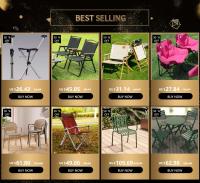 Silla de exterior con respaldo, silla plegable portátil para acampar, barbacoa, banco de pesca ultraligero, muebles de exterior - details 0