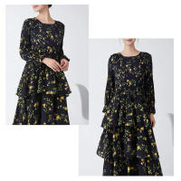 2025 Vestido de Primavera Otoño de Alta Calidad Floral Retro Manga Larga Linternas con Volantes Vestido Casual de Trabajo Talla - details 6