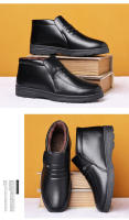 Zapatos casuales de algodón de cuero de caña alta antideslizantes de terciopelo cálido de invierno para hombres - details 2