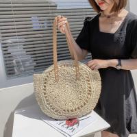 Bolso redondo de paja tejido a la moda, bolso de mano bohemio hecho a mano, bolso de hombro tejido de gran capacidad hueco, bolso de viaje - details 5