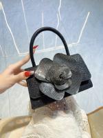 Bolso mujer 2025 nueva celebridad de Internet brillante diamantes de imitación rosa flor cadena pequeña bolsa cuadrada bolsa de mensajero portátil marea - details 9