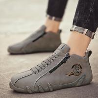 Zapatillas Deportivas Casuales para Hombres Top Media con Cremallera y Cordones, Forro de Tela Transpirable, Suela de PVC Duradera para Correr, Senderismo y Uso Diario - details 1