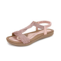 Sandalias de verano, nuevas sandalias de moda con diamantes de agua, informales, zapatos de mujer a la moda, planas, con cinturón elástico y punta cerrada, geniales. - details 2
