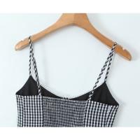 Nueva ropa de mujer, vestido de tirantes con apertura y cierre de botones a cuadros de moda de diseño francés europeo y americano - details 19