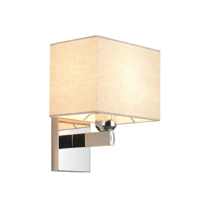 Lámpara de pared led para cabecera de dormitorio, luz de pared moderna para Proyecto de habitación de Hotel con interruptor, nuevo estilo chino, pantalla de tela Beige - 1
