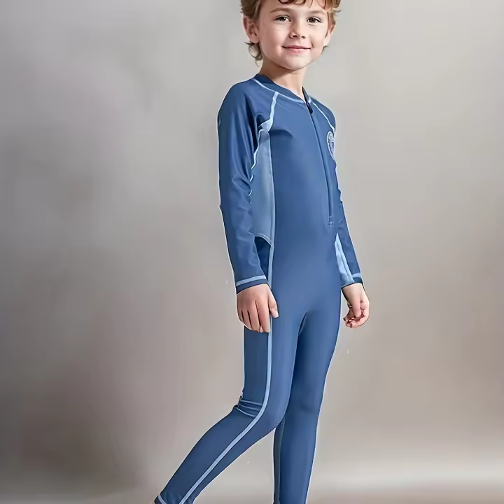 Baño infantil de una pieza con mangas largas para deportes acuáticos, protección solar y neopreno. - 1
