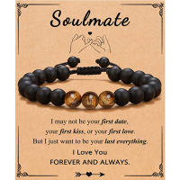 pulsera de piedra volcánica para hombre y mujer, brazalete de cuerda elástica, regalo para el Día del Padre, piedra lunar volcánica,Pulsera de regalo del Día de la Madre - details 16