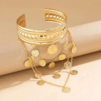 Pulsera de Metal Dorado con Moneda de Hoja Tassel de Brazo Alto para Hombres y Mujeres - details 18