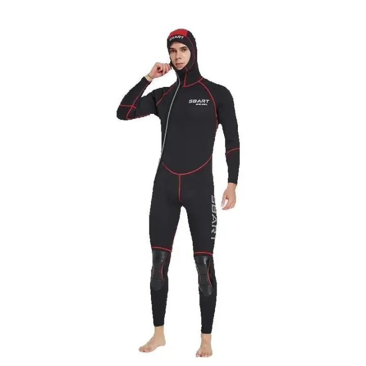 Traje de neopreno de 3mm para hombre, traje de buceo cálido de una pieza de manga larga con capucha, protector solar a prueba de frío, surf, natación, traje de baño - 1