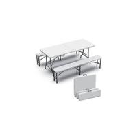 Mesa Plegable Multifuncional 180 x 75 cm, Mesa de Fiesta con Asa de Transporte, para Jardín, Terraza, Balcón, Blanco - details 8