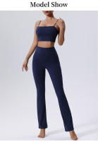 Conjunto deportivo de dos piezas para mujer, sujetador de yoga y polainas, material de nailon/spandex - details 1