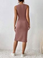 Vestido largo ajustado de Color liso con abertura, ropa a rayas, primavera y verano, novedad de 2024 - details 18