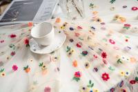 Ence Navidad transparente cubierta con colorido mantel floral rectangular blanco bordado, utilizado para suministros de fiesta en casa - details 8