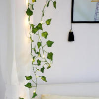 Guirnalda de plantas de hoja de hiedra Artificial verde, guirnalda de luces de vid, follaje falso, flores para el hogar, cocina, jardín, oficina, boda, decoración de pared - details 0