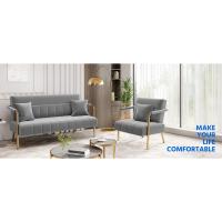 Sofá Moderno de Terciopelo Estilo de Plazas con Respalones y Patas de Metal - details 5