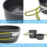 Kit de Utensilios Cocina Camping Olla Sartén Tetera Vajilla para Acampada Senderismo Excursión
