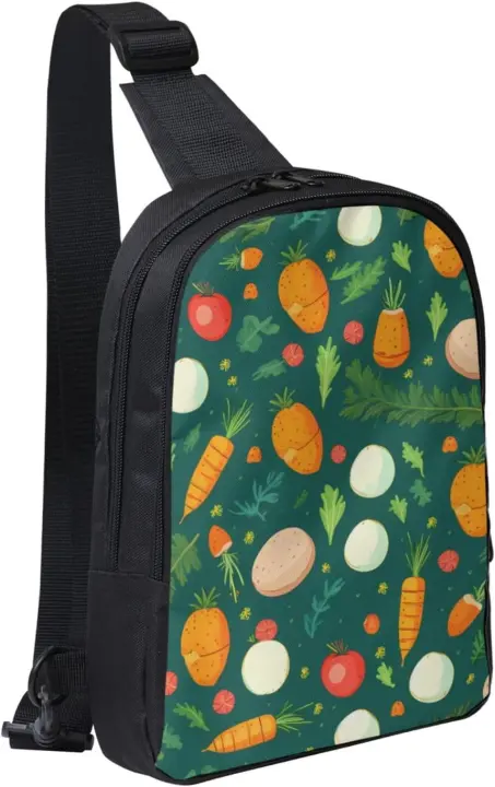 Mochila cruzada para hombre y mujer, bolso de hombro para viaje, senderismo, día a día, zanahorias y huevos - 1